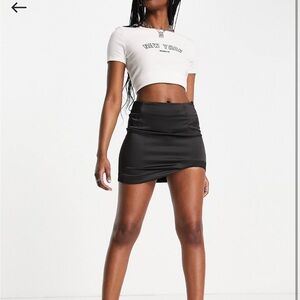 Asymmetrical Silk Black Mini Skirt